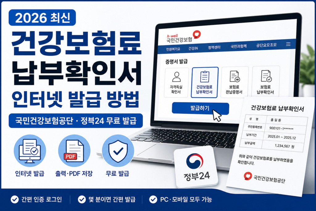 건강보험료 납부확인서 인터넷 발급 방법 (2026 최신)