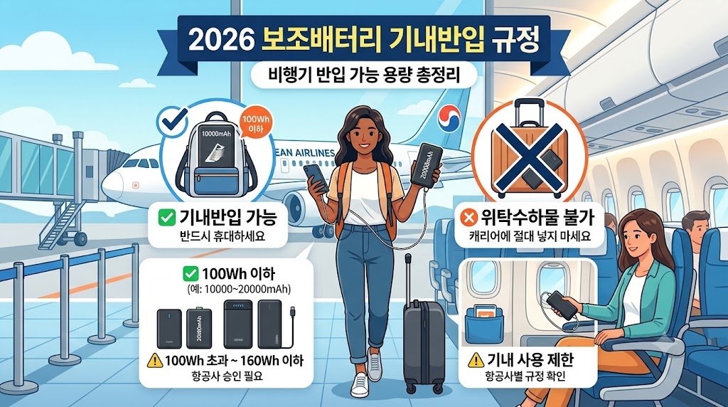 보조배터리 기내반입 규정 2026 최신