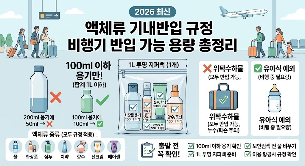 액체류 기내반입 규정 2026 최신