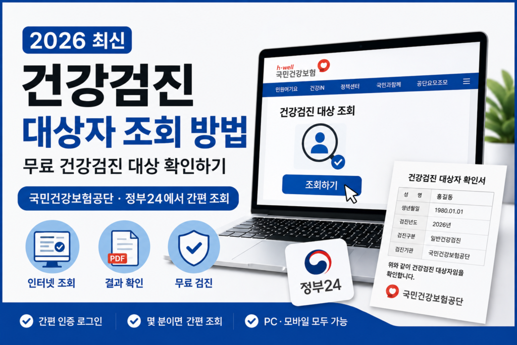 2026 건강검진 대상자 조회 방법과 무료 건강검진 대상 확인
