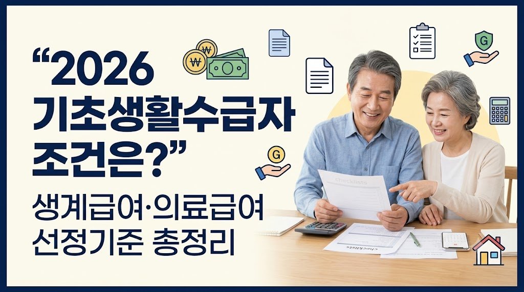 2026 기초생활수급자 조건과 생계급여 의료급여 선정기준