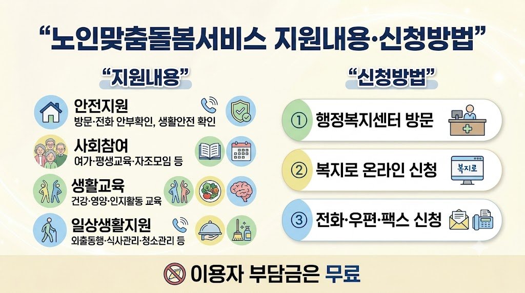 2026 노인맞춤돌봄서비스 지원내용과 신청방법