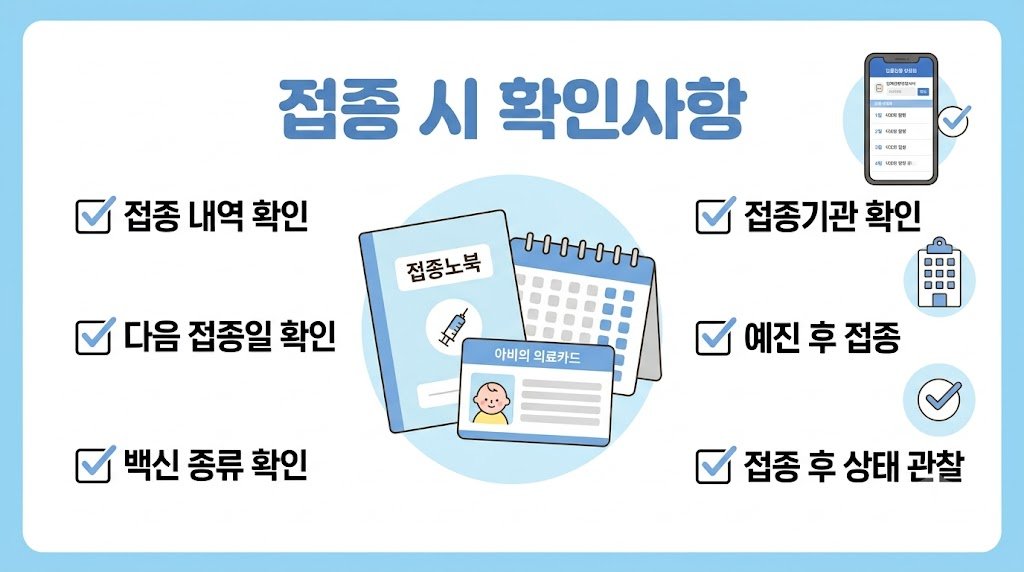 아기 예방접종 전 접종 내역과 다음 접종일 백신 종류를 확인하는 체크리스트