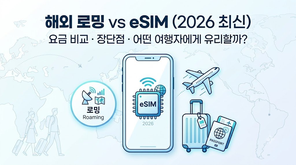해외 로밍과 eSIM 차이를 비교하는 2026 최신 대표 이미지