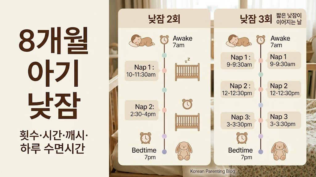 8개월 아기 낮잠 2회와 3회 수면 패턴 비교